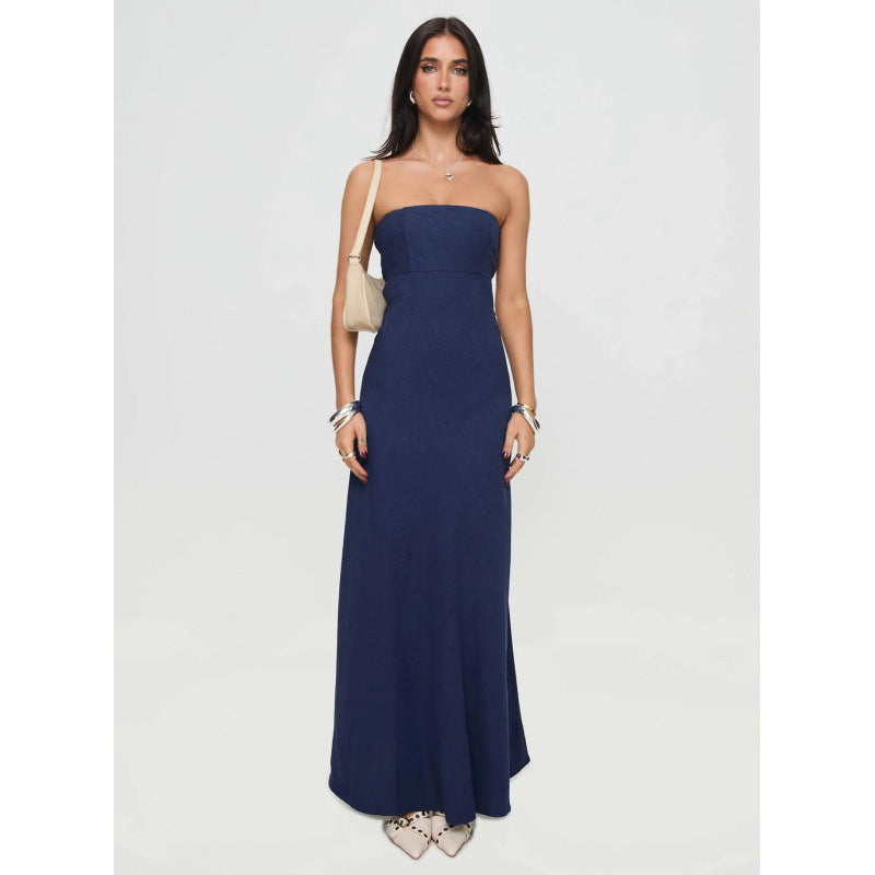 Kvinder Strapless A-linje Maxi Kjole Stilla