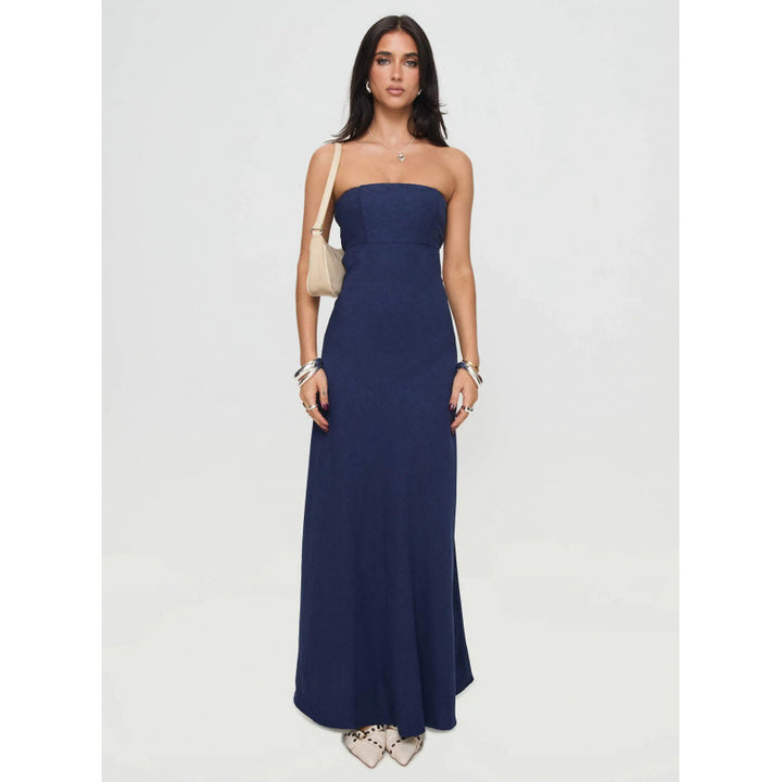 Kvinder Strapless A-linje Maxi Kjole Stilla