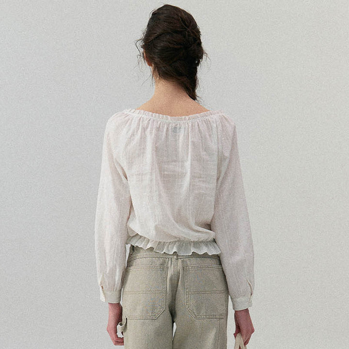 Dame let bluse med dekorativ snøredetalje og elastisk fald Stilla