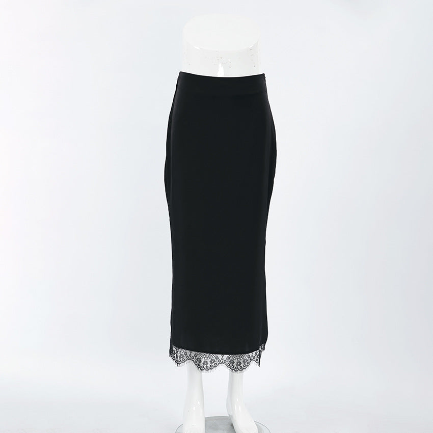 Dame Elegant Maxikjole med blondeafslutning og figursyet snit Stilla