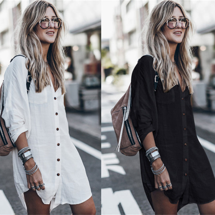 Dame Oversized Skjortebluse i let, åndbart stof Stilla