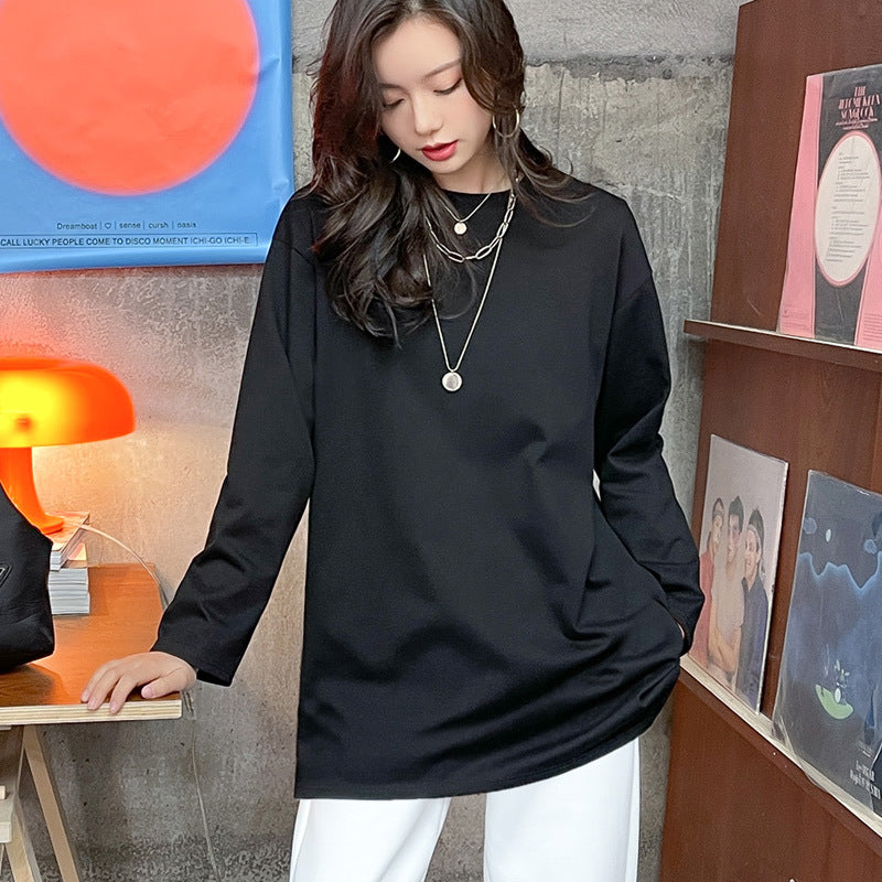 Dame Oversized Langærmet T-shirt med asymmetrisk kant og blødt materiale Stilla