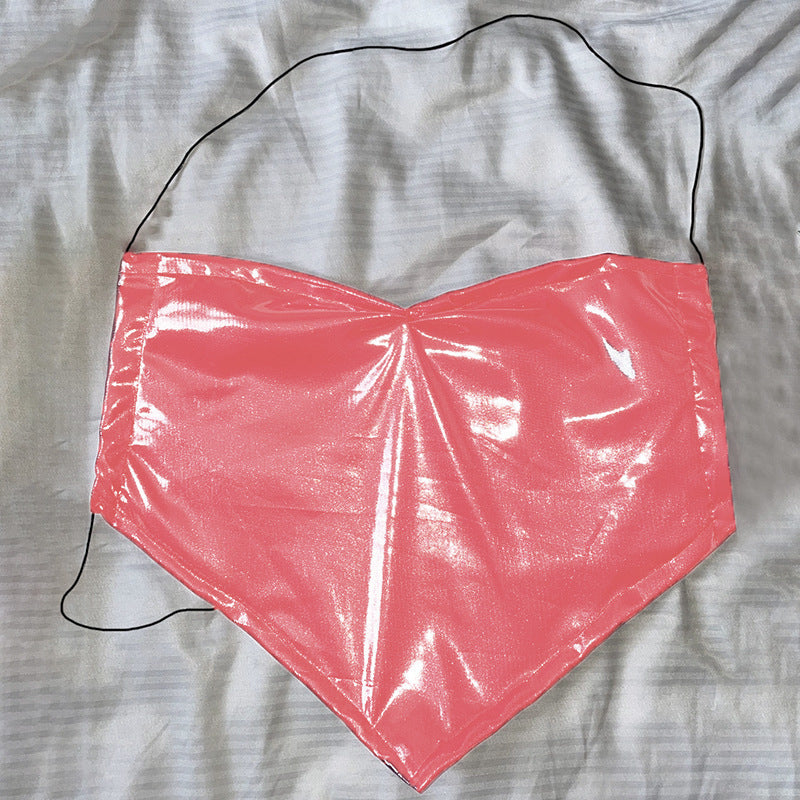 Damer glansende Crop-top i hjerte design Skovae
