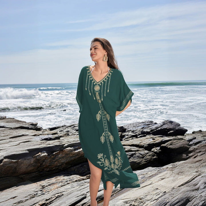 Dame Broderet Strandkaftan Stilla
