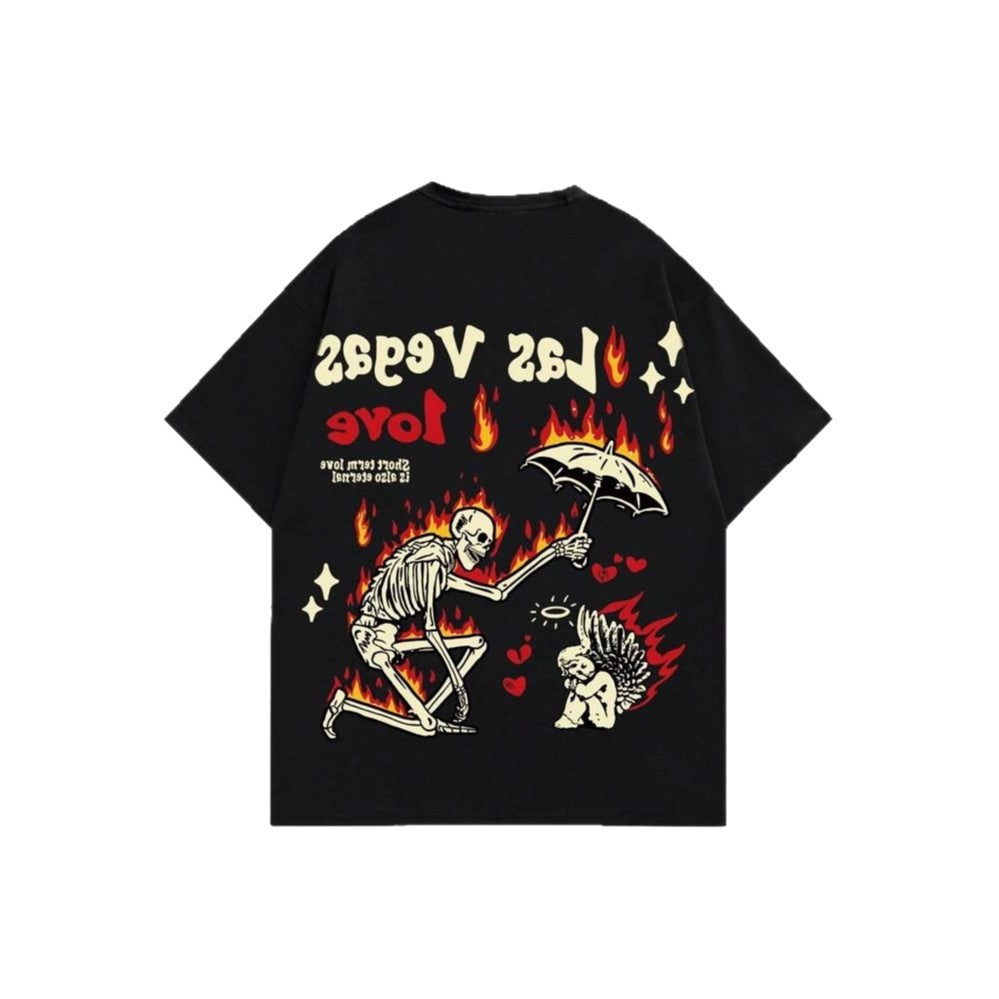 Dame Grafik T-shirt med unikt skeletmotiv og levende tryk Skovae