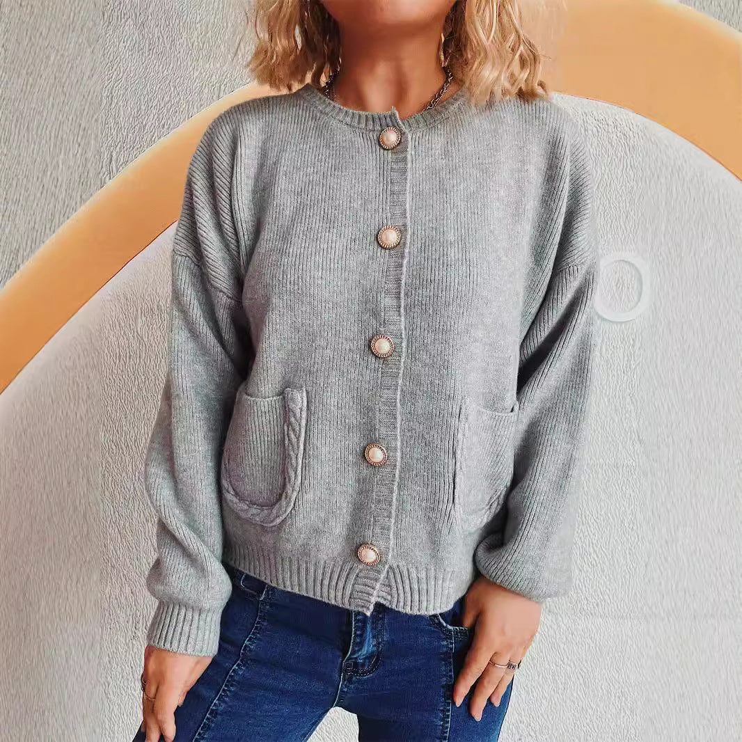 Kvinders hyggelige cardigan med perleknapper og lommer Stilla