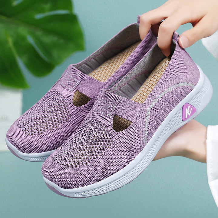 Dame Airy Slip-On Fitness Sneakers med åndbart strikovermateriale Stilla