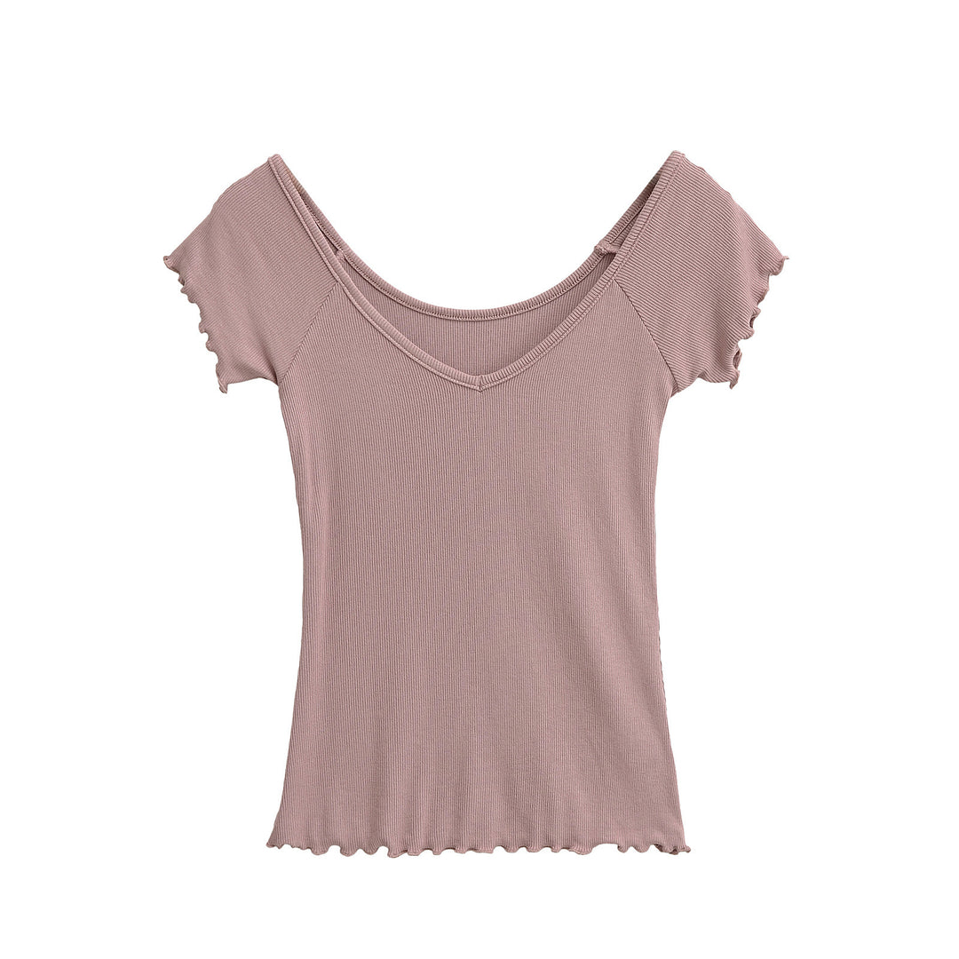 Dame alsidig, let T-shirt med rynket kant Stilla