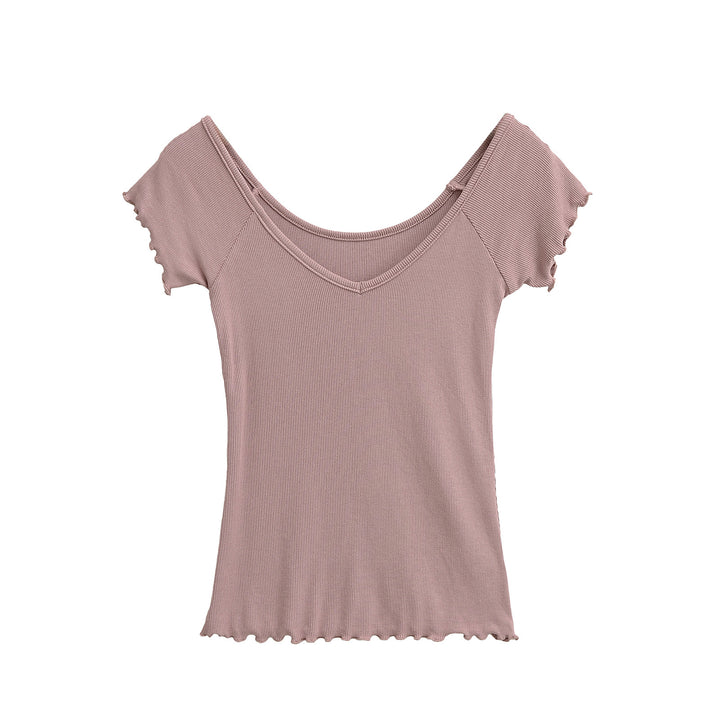 Dame alsidig, let T-shirt med rynket kant Stilla