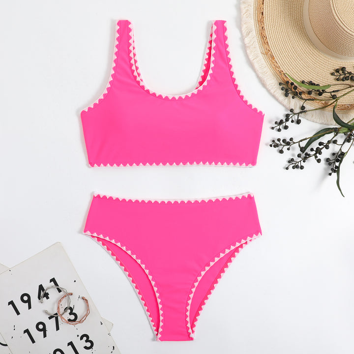 Dame Bikini-sæt med fashionable zigzag-detaljer og komfortabel pasform Stilla