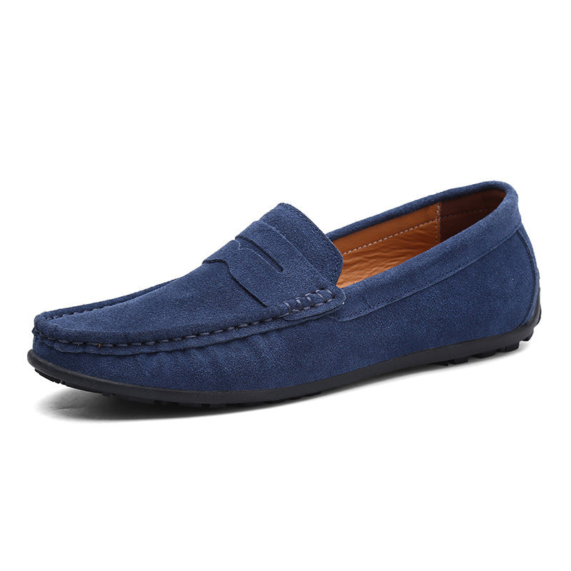 Herrer nan elegant wildlæder loafers med håndsyet moresyning og skridsikker gummiprofil sål Skovae