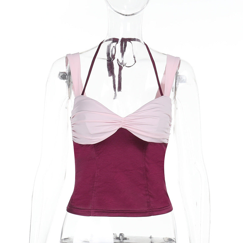 Damer crop-top med skulderfri design og raffinerede flæsedetaljer Skovae