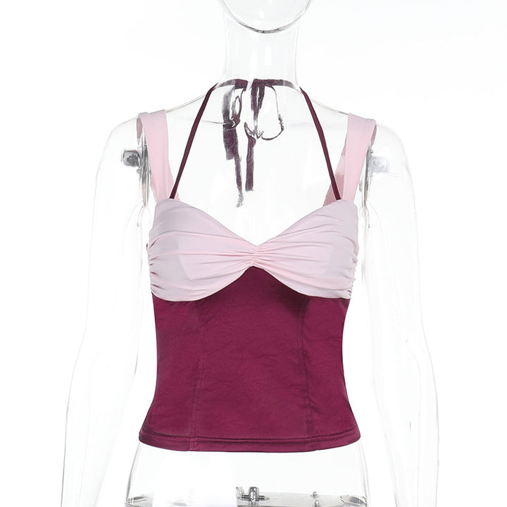 Damer crop-top med skulderfri design og raffinerede flæsedetaljer Skovae