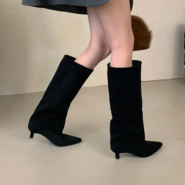 Damer Overknee Støvler i blødt Nubuck med elegant spids hæl Stilla