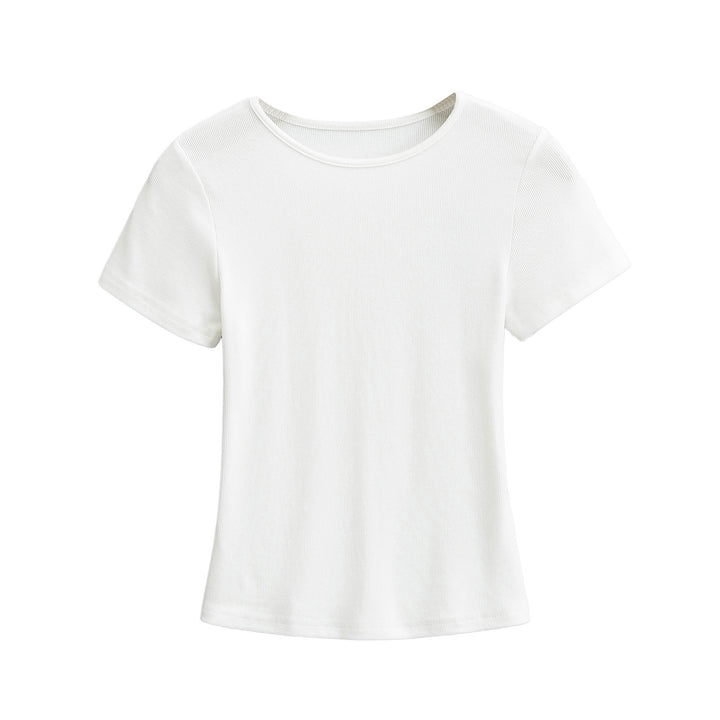 Dame klassisk rib T-shirt med let oversize snit Stilla