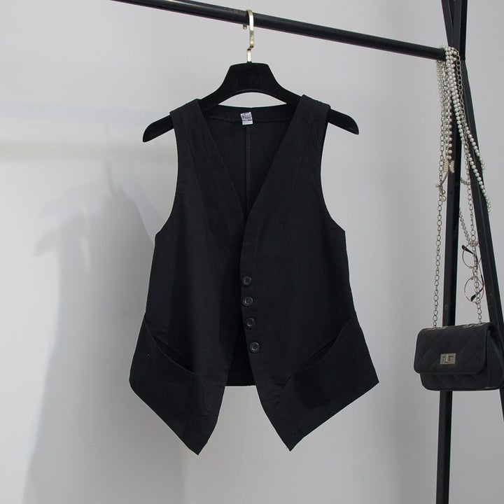 Femme Stilfulde Linned Vest Stilla