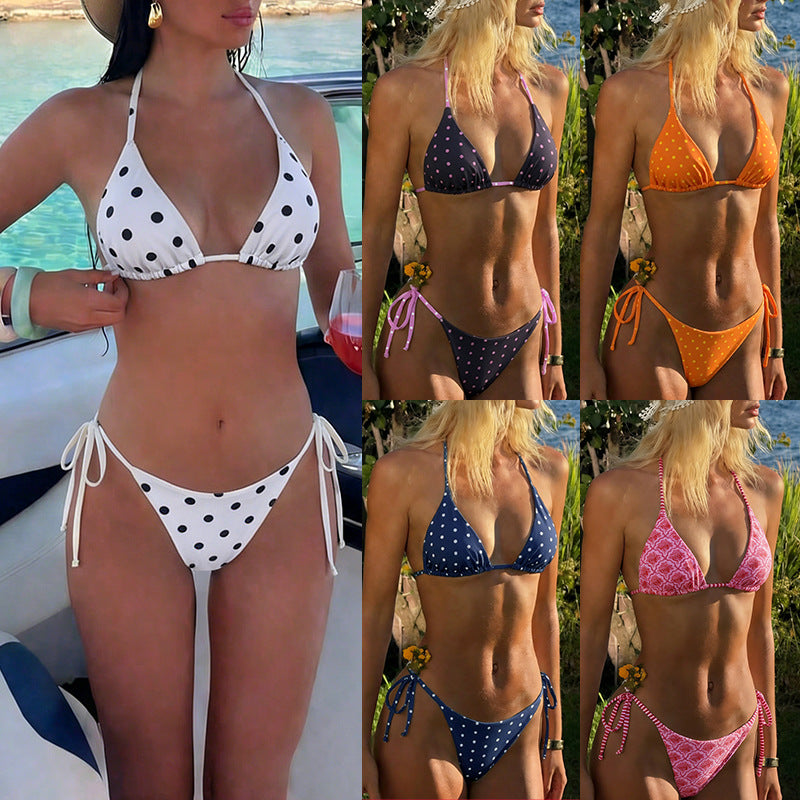 Dame triangel-bikini med dyremønster og justerbare sidebånd Skovae
