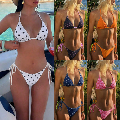 Dame triangel-bikini med dyremønster og justerbare sidebånd Skovae