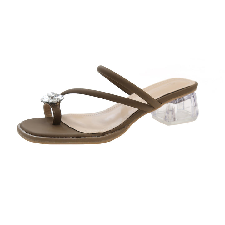 Dame Stilige Åbne Tå Slides Sandaler med Dekorativ Krystal Accent Stilla