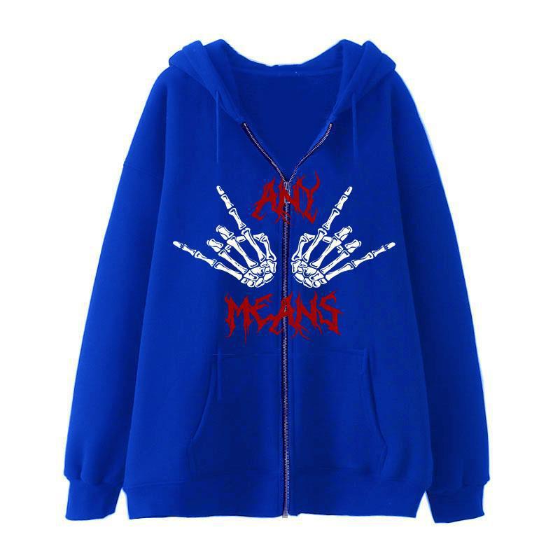 Damehoodie med unikt skeletdesign og praktiske kængurulommer Skovae