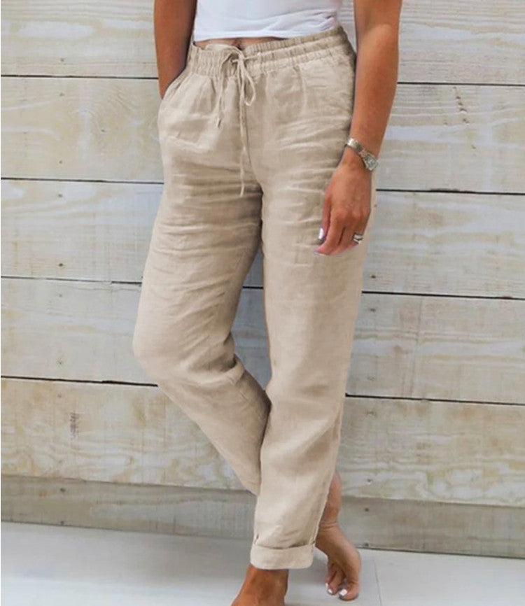 Dame casual linnedragt med elastisk talje og justerbar snor Stilla