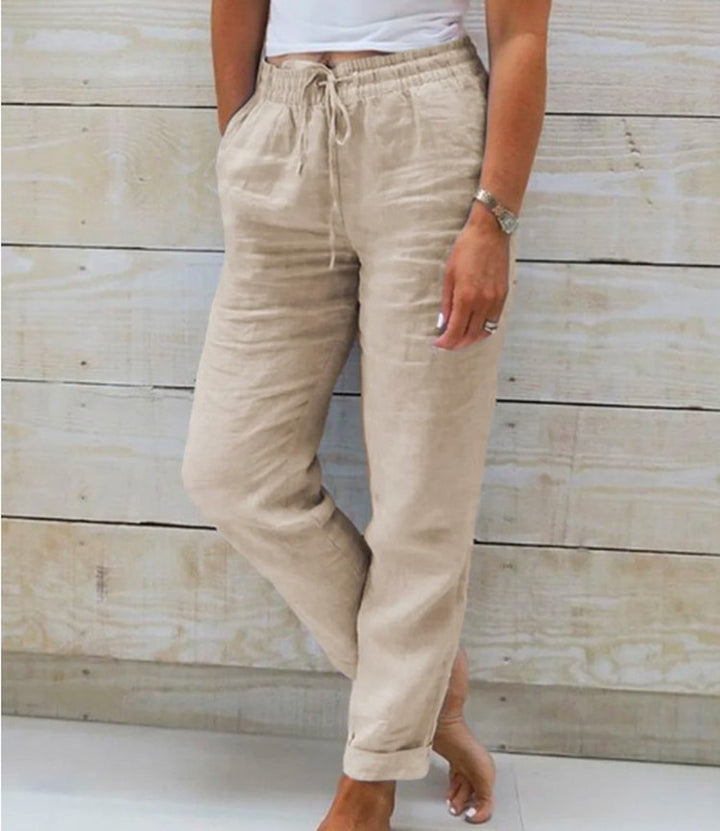 Dame casual linnedragt med elastisk talje og justerbar snor Stilla
