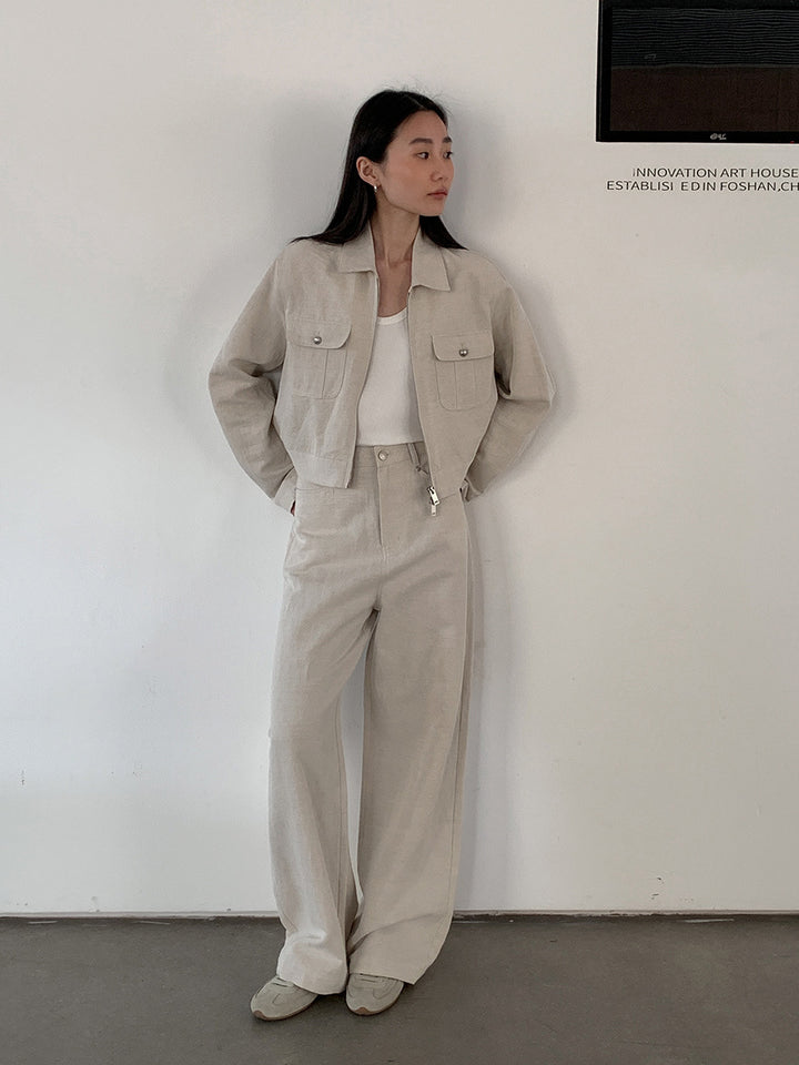 Dame cropped Utility-jakke med praktiske lommer og moderne lynlås Stilla