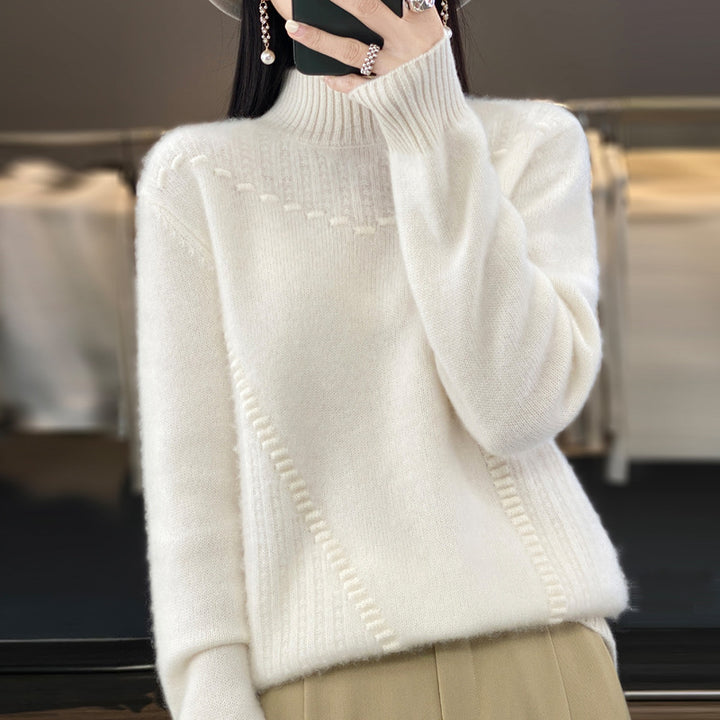 Kvinders strik sweater med struktureret krave og asymmetrisk snit Stilla