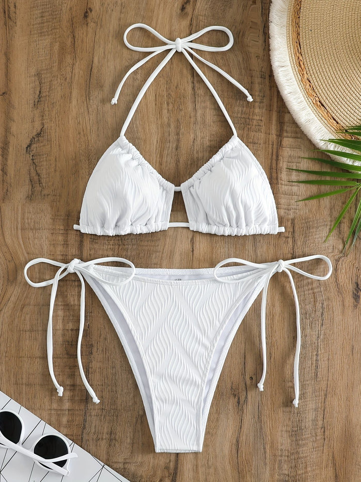 Dame Triangel-Bikini med raffineret flæsedesign Skovae