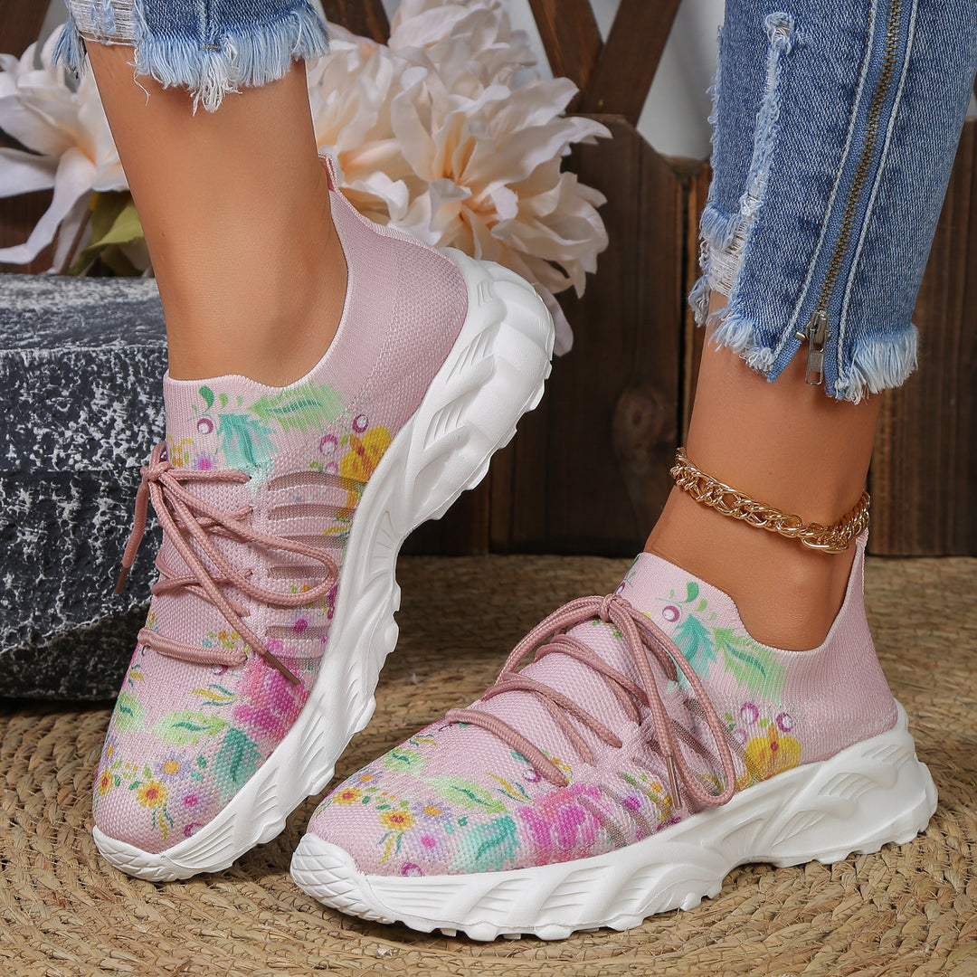 Dame Åndbare Sneakers med blomstermotiv Stilla