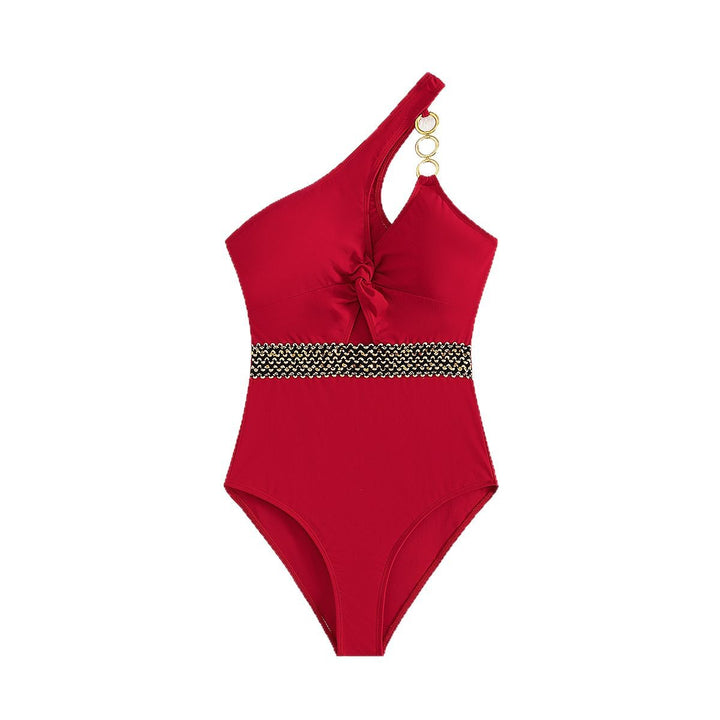 Dame heldragt badedragt med trendy gyldne detaljer og høj benudskæring Stilla