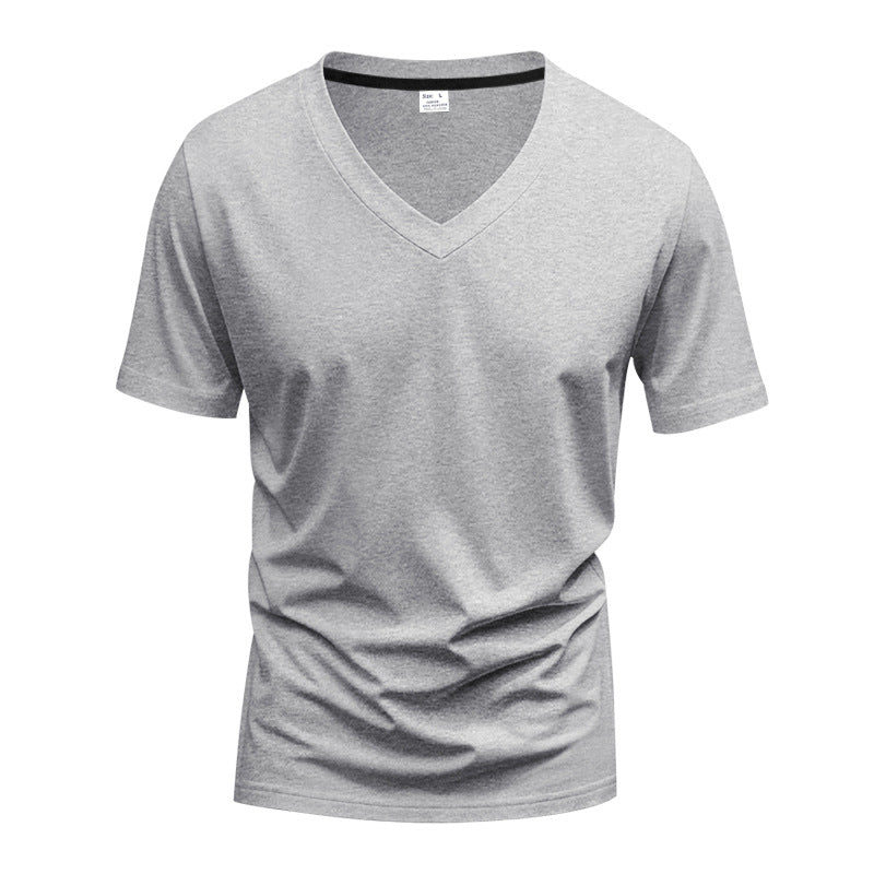 Herrer nan klassisk V-hals T-shirt lavet af fin bomuldsjersey med forstærket nakke og dobbelt søm Skovae