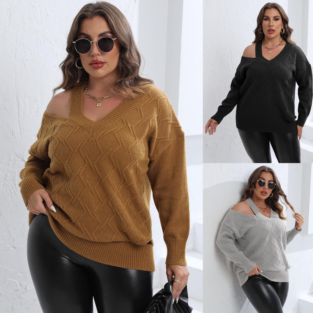 Damer afslappet sweater med elegant V-hals og struktureret design Stilla