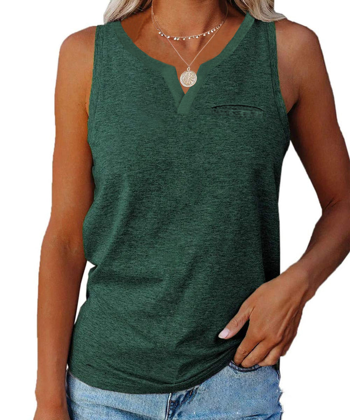 Dame afslappet V-hals tanktop med lomme Stilla