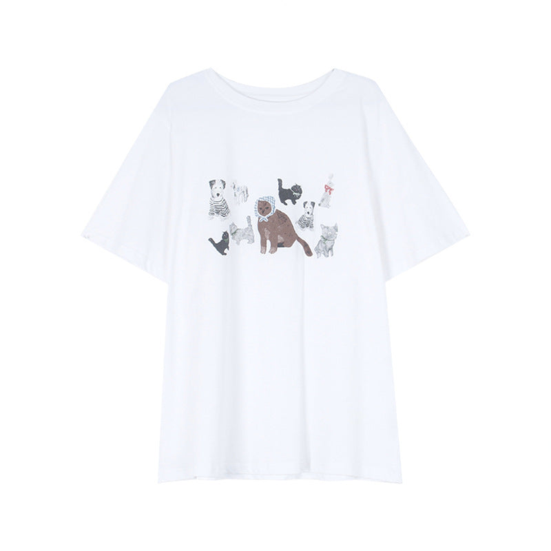 Dame T-shirt med dyreprint og afslappet snit Stilla