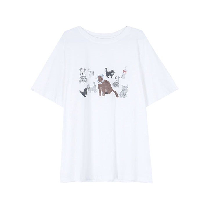 Dame T-shirt med dyreprint og afslappet snit Stilla