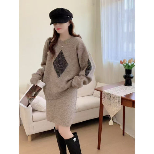 Kvinders strikket sweater med elegant diamantmønster og hyggelig pasform Stilla