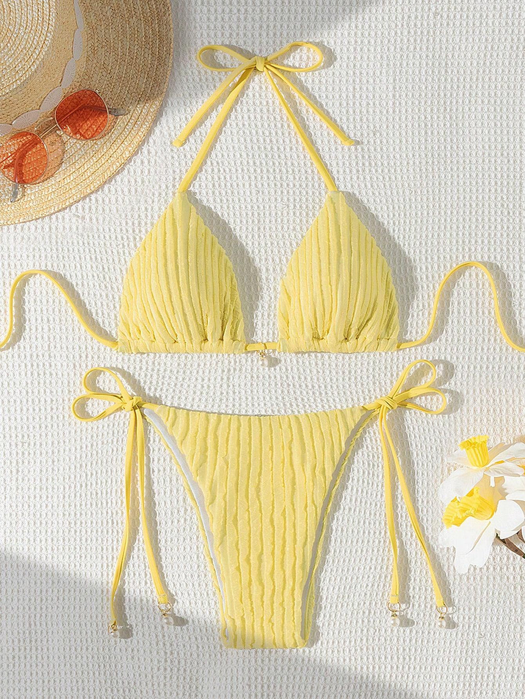 Damer Triangle-bikini med struktureret design og justerbare stropper Skovae