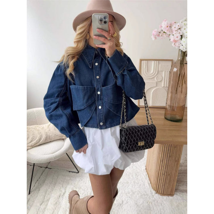 Dame mode cropped Jeansjakke Stilla