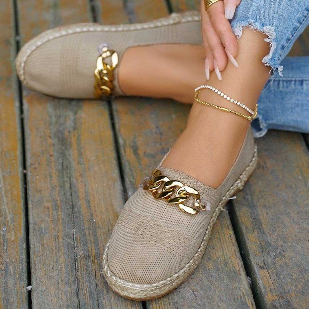 Dame Espadrilles med stilfuldt kæde-accessoire og højkvalitets jute-sål Stilla