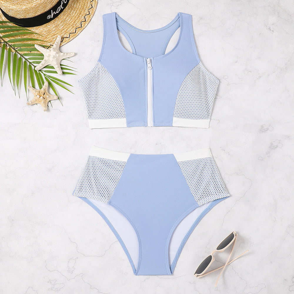 Dame Sport-Bikini-Sæt med åndbart mesh og moderne lynlås Stilla