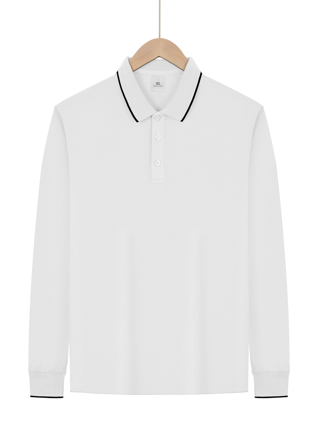 Herrer langærmet Piqué-polo-shirt med kontrastpaspol ved kraven og manchetter Skovae