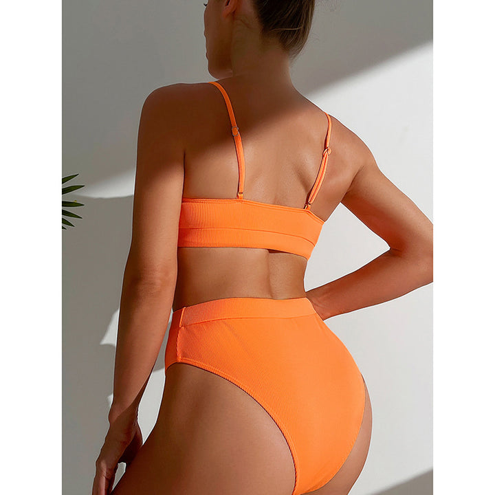 Dame High-Waist-Bikini-Sæt med ribbet top Skovae