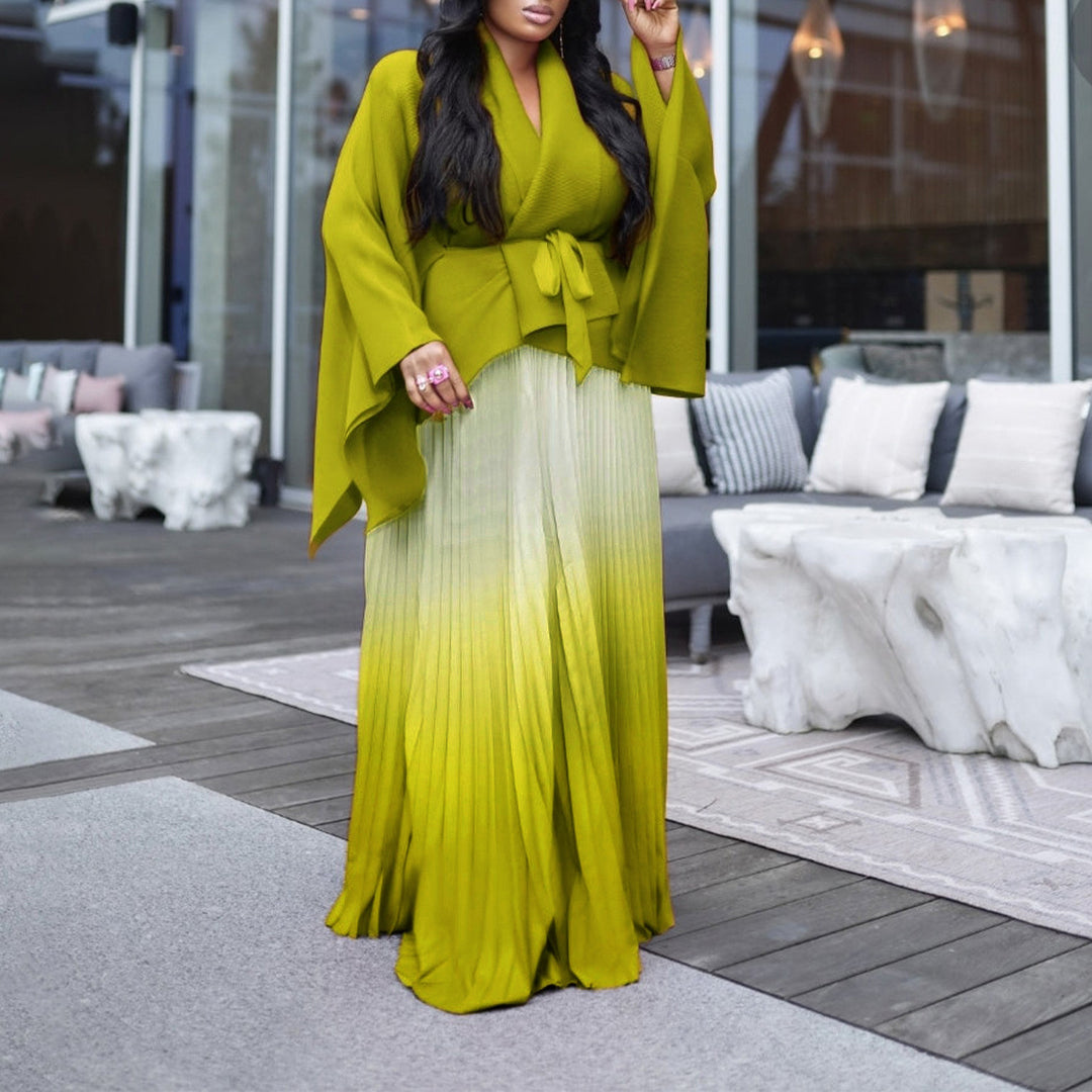 Dame Plisseret Kjole med asymmetrisk Overdel og elegant Wrap-Design Stilla