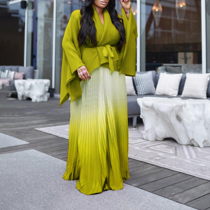 Dame Plisseret Kjole med asymmetrisk Overdel og elegant Wrap-Design Stilla