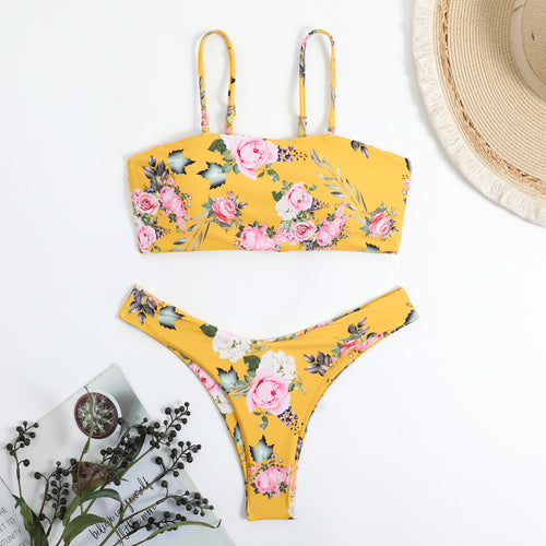 Dame Floral Print Bralette Bikini Sæt Stilla