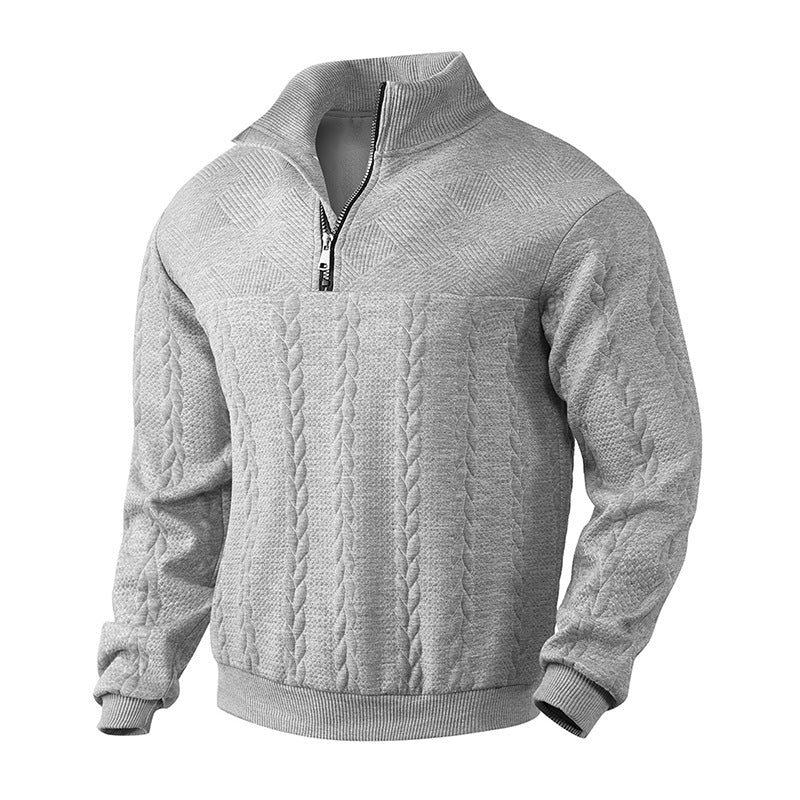 Herrer strikpullover med moderne ståkrave og lynlås Stilla