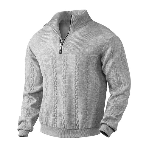 Herrer strikpullover med moderne ståkrave og lynlås Stilla