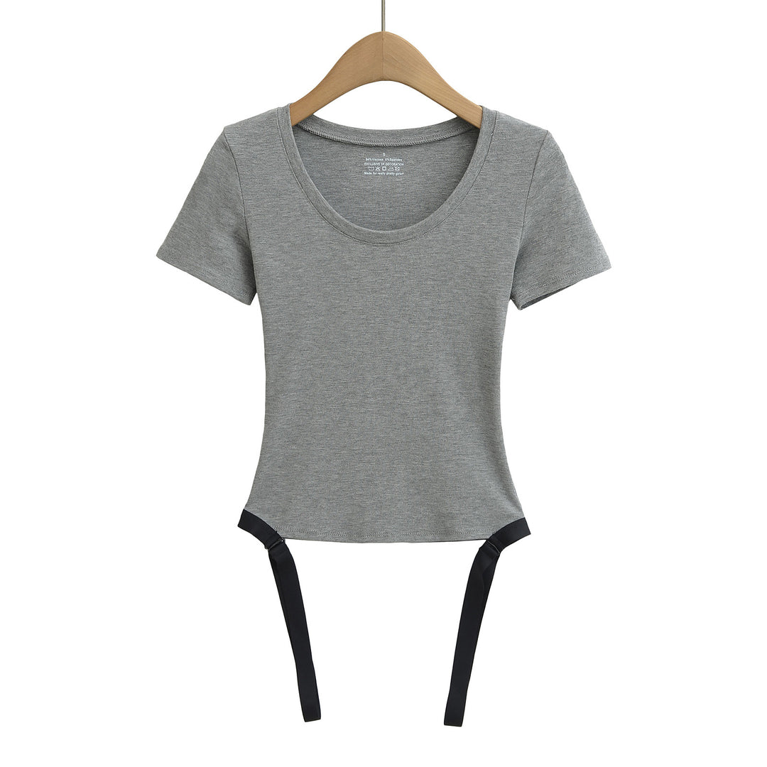 Dame Kortærmet T-shirt med smart knude-design Stilla