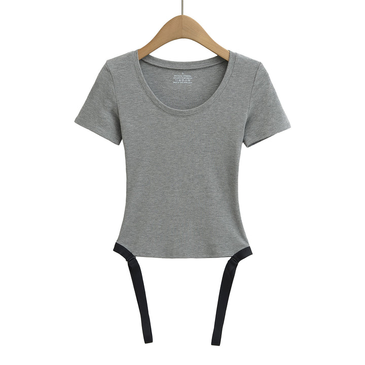 Dame Kortærmet T-shirt med smart knude-design Stilla